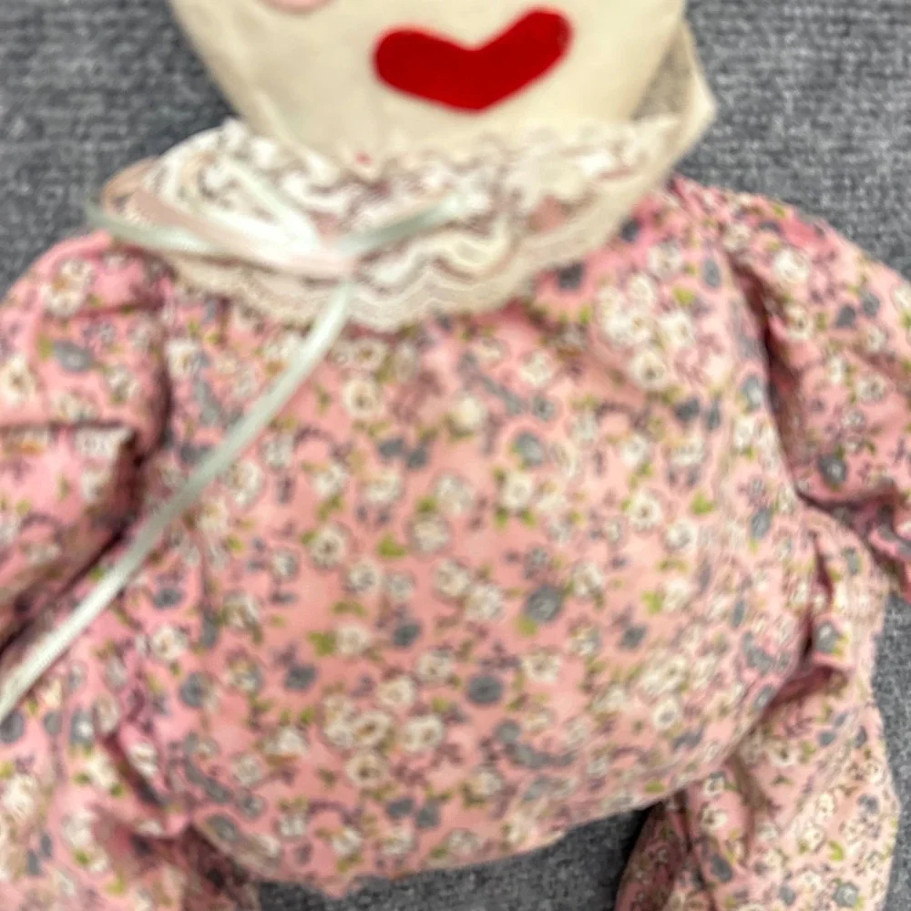 Vintage Handmade Long Legged Cloth Clown Doll Pink Floral Print 32 Inch Plush